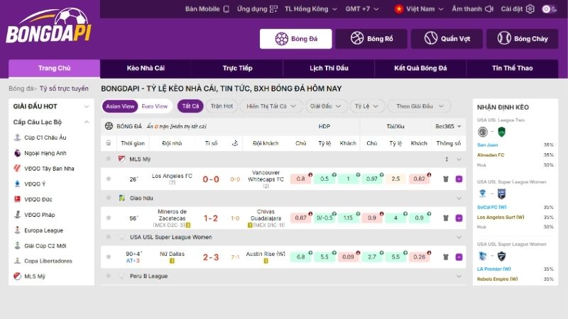 Giới thiệu thông tin đầy đủ về trang web Bongdapi